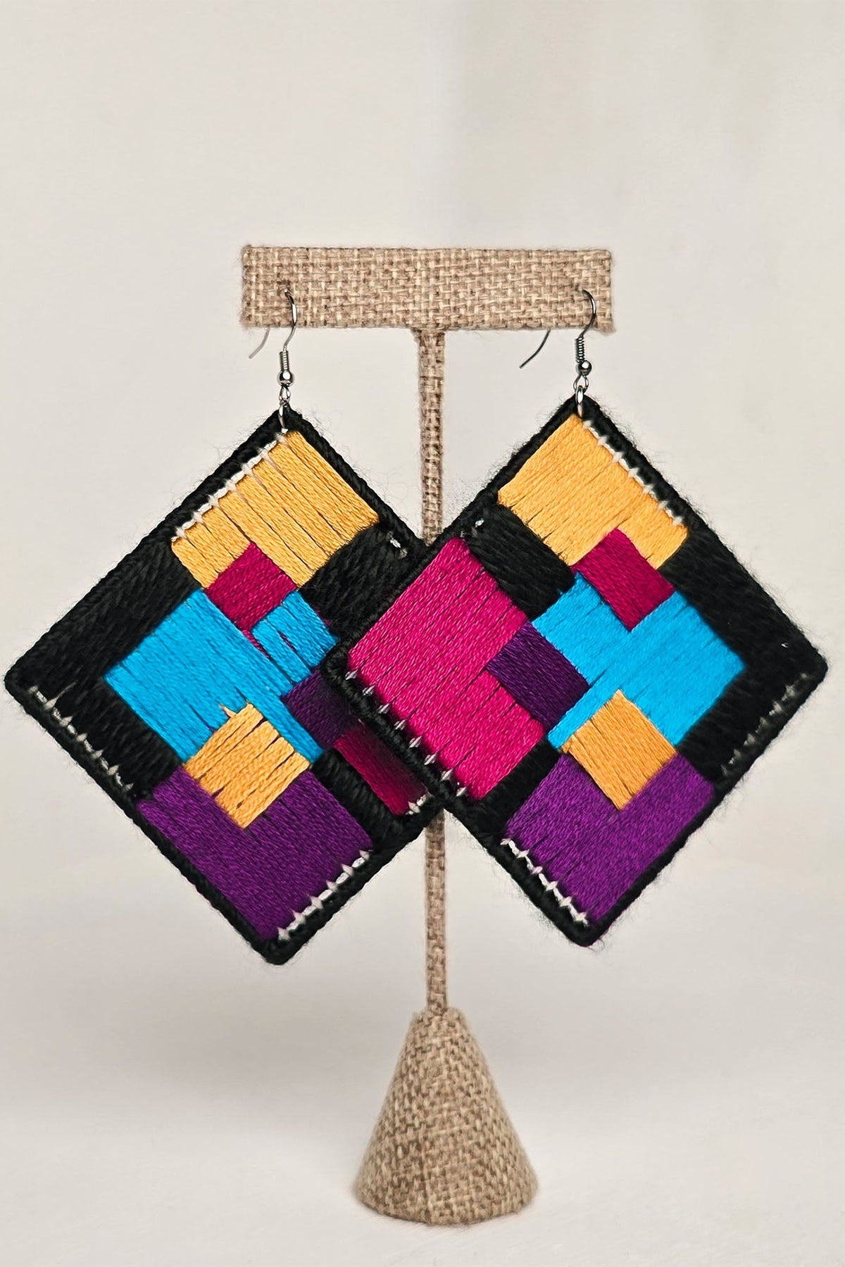 Domo colorful geometric statement earrings