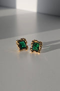 Tobe stud earrings with square green stones