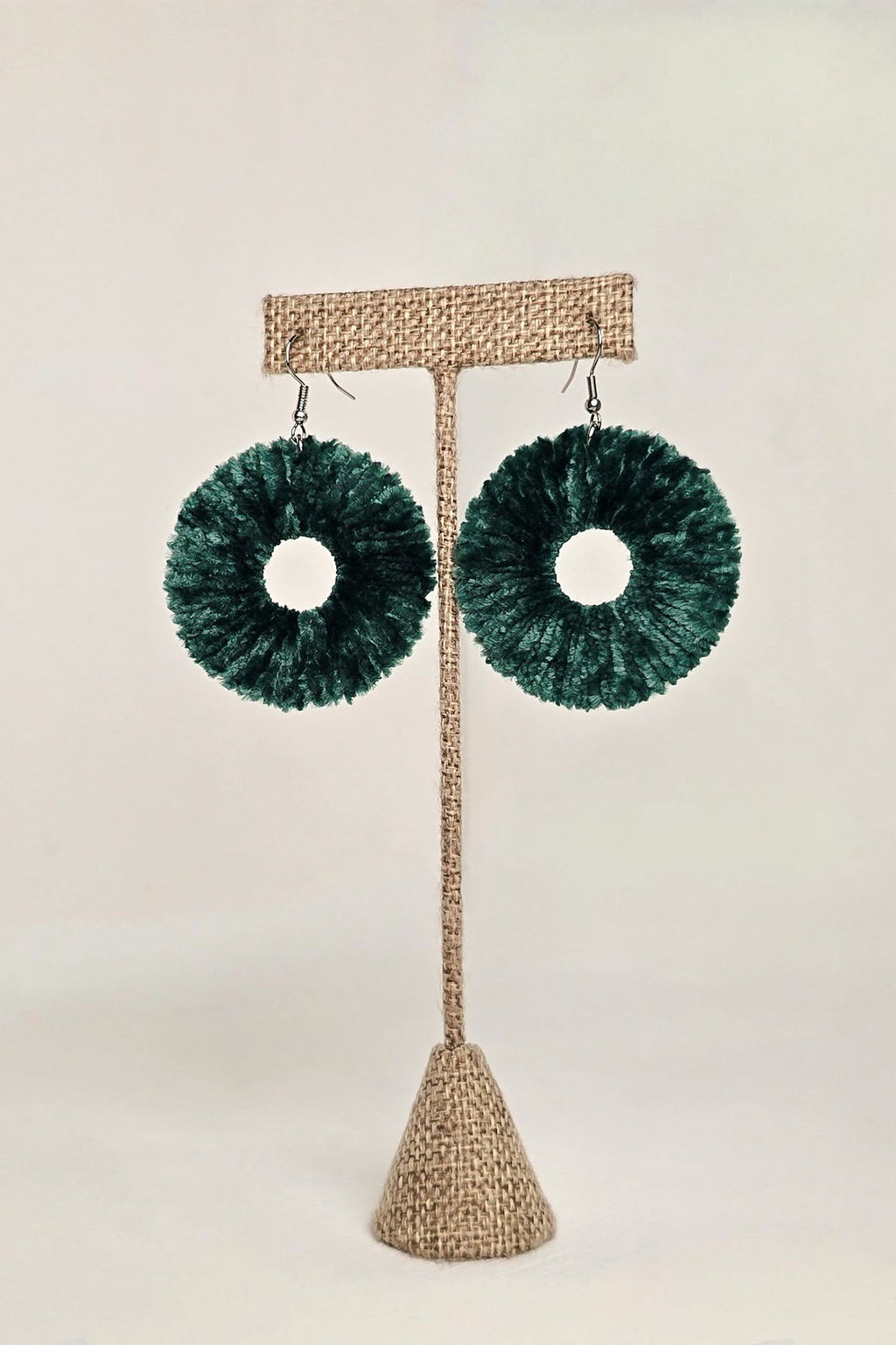 Green Vinny velvet hoop statement earrings by OLANTI