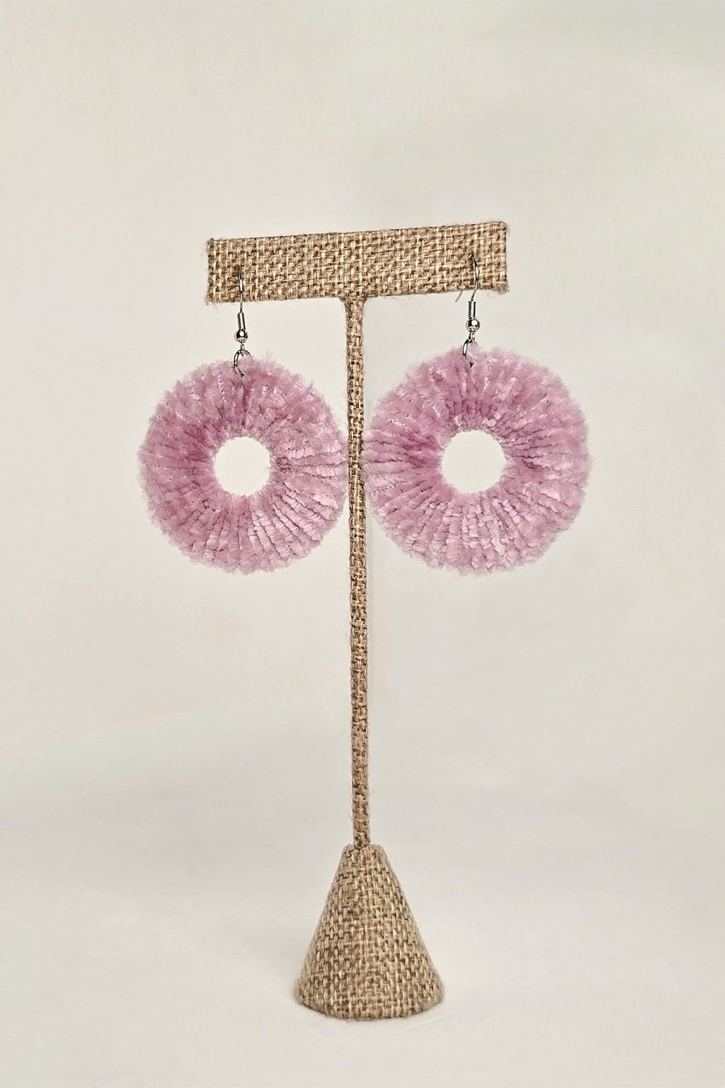 Lavender Vinny velvet hoop earrings by OLANTI