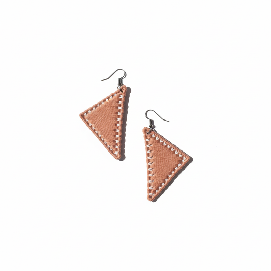Pair of triangle-shaped earrings on a white background