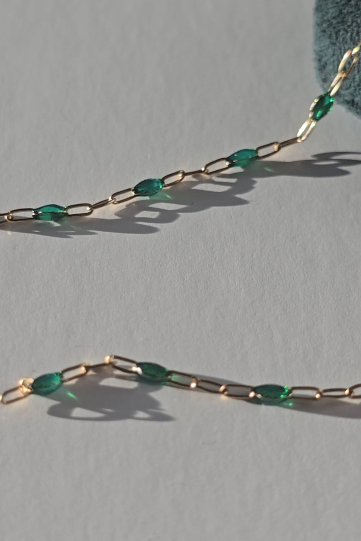 Colorful enamel links on the Celeste gold-filled jewelry chain by OLANTI