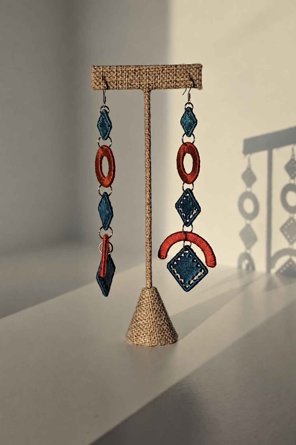 OLANTI Demi handmade geometric earrings with colorful arc and diamond shapes