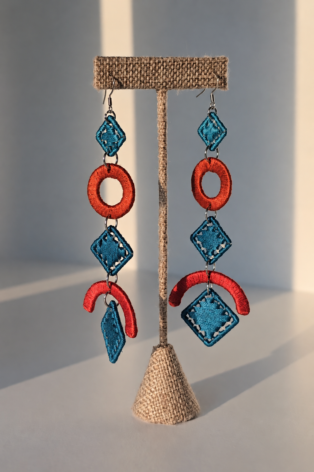 Demi handmade geometric earrings by OLANTI, additional product photograph