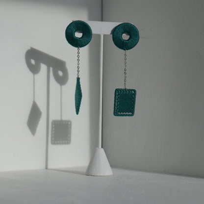 The Klowii earrings in green by OlaNti Houston, a fresh and versatile geometric statement